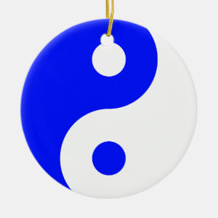 Blue Yin Yang Symbol Keramikornament
