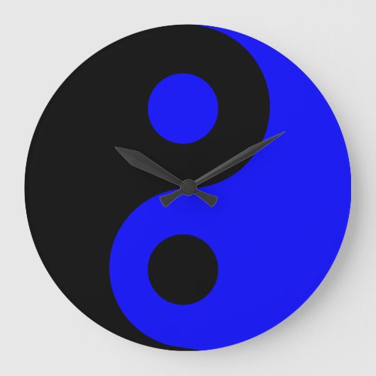 Blue Yin Yang Wall Clock Große Wanduhr (Vorderseite)