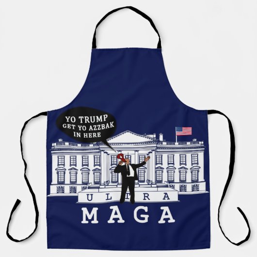 Blue YO TRUMP kommt zurück | Ultra MAGA | Whitehou Schürze (Vorderseite)