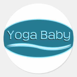 Blue Yoga Baby Runder Aufkleber