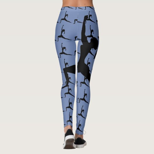Blue Yoga Pose Silhouette Leggings (Rückseite)