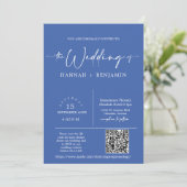 Blue Yonder Minimalistisch Wedding Arch QR Code Fo Einladung (Stehend Vorderseite)