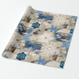 Blue Yuletide Fantasy Wrapping Paper Geschenkpapier
