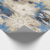 Blue Yuletide Fantasy Wrapping Paper Geschenkpapier (Ecke)