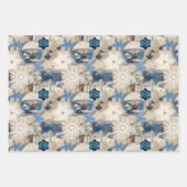 Blue Yuletide Fantasy Wrapping Paper Geschenkpapier Set (Vorderseite 3)