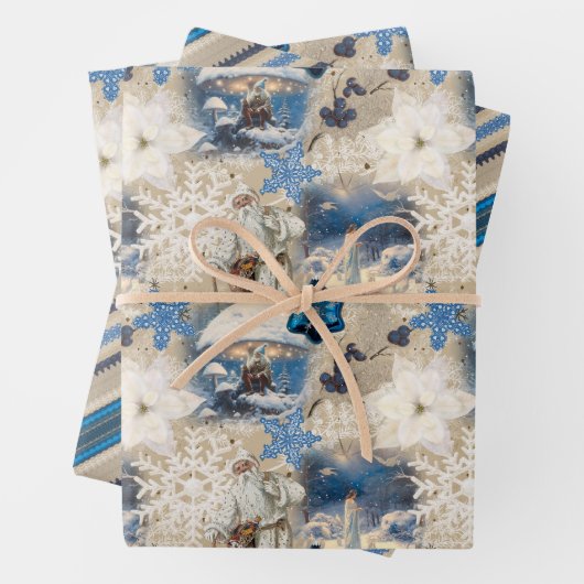 Blue Yuletide Fantasy Wrapping Paper Geschenkpapier Set (Beispiel)