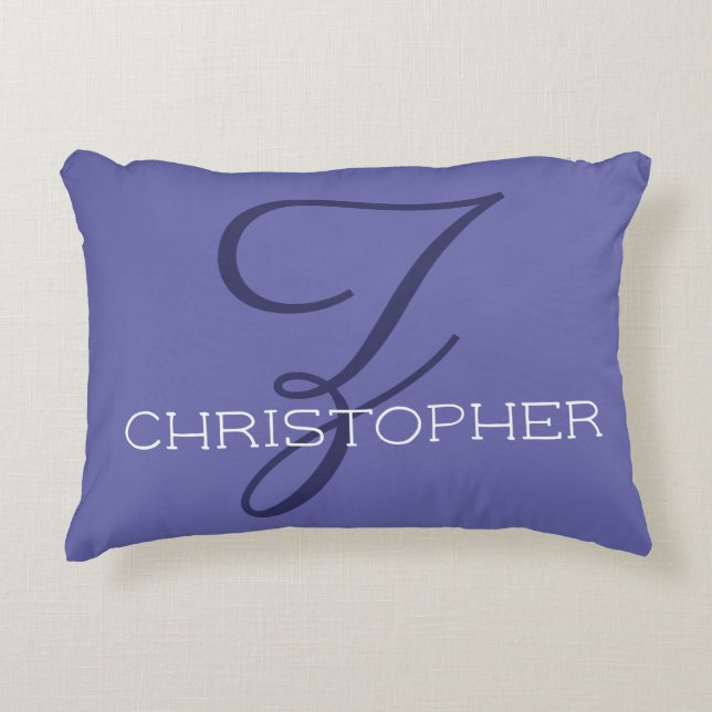 Blue Z Initial Calligraphy Name Trendy Dekokissen (Vorderseite)