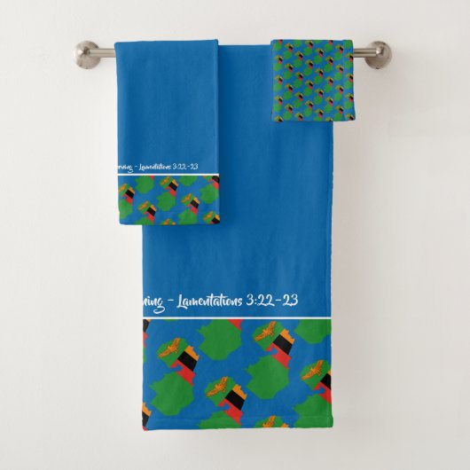 Blue ZAMBIA Scripture Christlich Lam 3:23 Badhandtuch Set (Insitu)