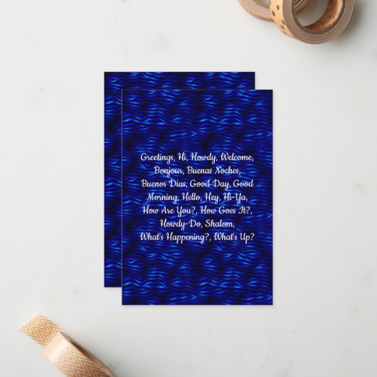 Blue Zebra 3,5" x 5" flache Note Karte (Vorderseite/Rückseite Beispiel)