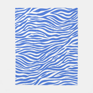 Blue Zebra Animal Stripes Fleecedecke
