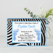Blue Zebra Baby Dusche Einladungen (Stehend Vorderseite)