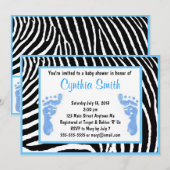Blue Zebra Baby Dusche Einladungen (Vorne/Hinten)