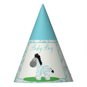 Blue Zebra Baby Shower Party Hat Partyhütchen