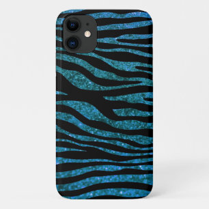 Blue Zebra, Glitzer Zebra, Zebra Print, Streifen iPhone 11 Hülle