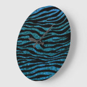 Blue Zebra, Glitzer Zebra, Zebra Print, Streifen Große Wanduhr (Winkel)