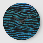 Blue Zebra, Glitzer Zebra, Zebra Print, Streifen Große Wanduhr (Vorderseite)
