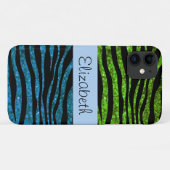 Blue Zebra, Green Zebra, Glitzer Zebra, Ihr Name Case-Mate iPhone Hülle (Rückseite (Horizontal))