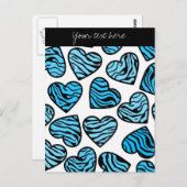 Blue Zebra Herz Design Postkarte (Vorne/Hinten)