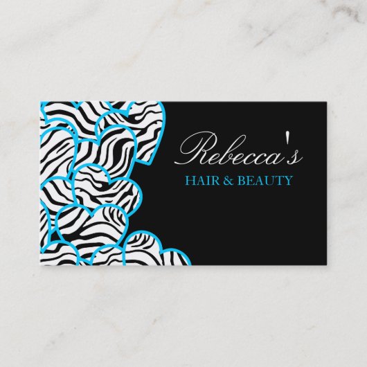 Blue Zebra Herzstück Design Business Card Visitenkarte (Vorderseite)