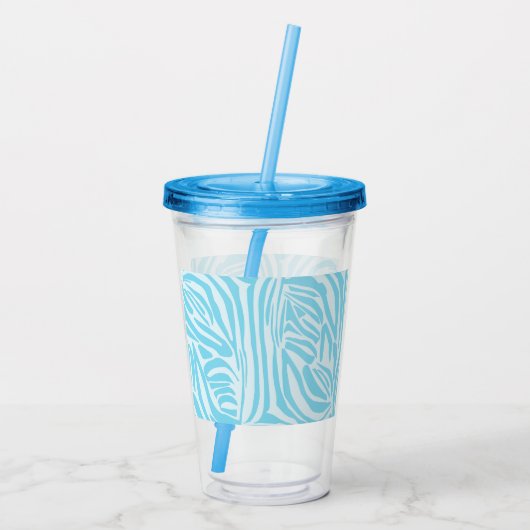 Blue Zebra Pattern Acryltrinkbecher (Rückseite)