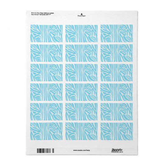 Blue Zebra Pattern Adressaufkleber (Vorne)