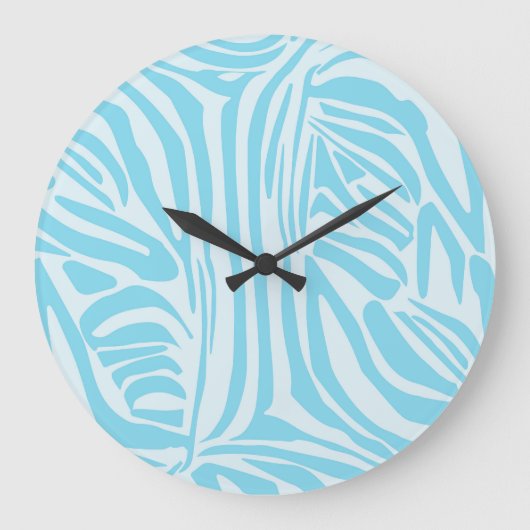 Blue Zebra Pattern Große Wanduhr (Vorderseite)