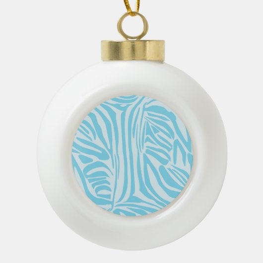 Blue Zebra Pattern Keramik Kugel-Ornament (Vorderseite)