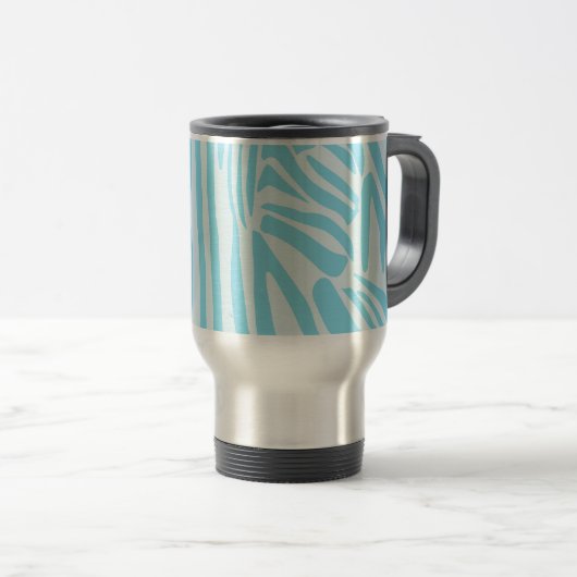 Blue Zebra Pattern Reisebecher (VorderseiteRechts)