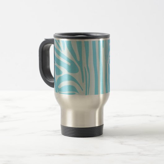 Blue Zebra Pattern Reisebecher (Vorderseite Links)
