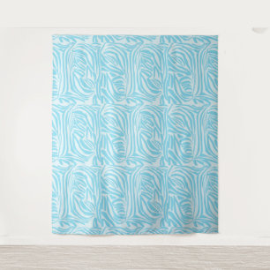 Blue Zebra Pattern Wandteppich
