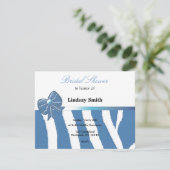 Blue Zebra Print Bridal Dusche Einladung (Stehend Vorderseite)