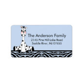Blue Zebra Print Giraffe Adressetikett (Vorne)