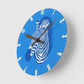Blue Zebra Round Clock Runde Wanduhr (Winkel)
