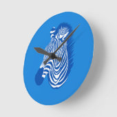 Blue Zebra Runde Wanduhr (Winkel)