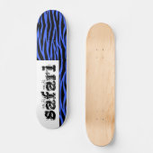 Blue Zebra Safari Streifen Skateboard (Vorderseite)