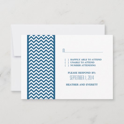 Blue Zickzack Border RSVP Karte (Vorderseite)
