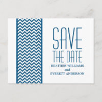 Blue Zickzack Border Save the Date Postkarte
