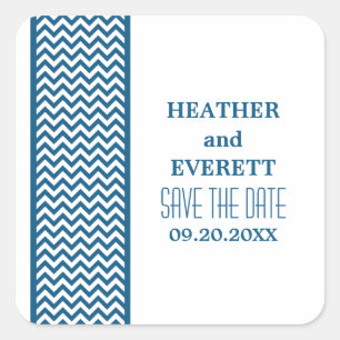 Blue Zickzack Border Save the Date Stickers