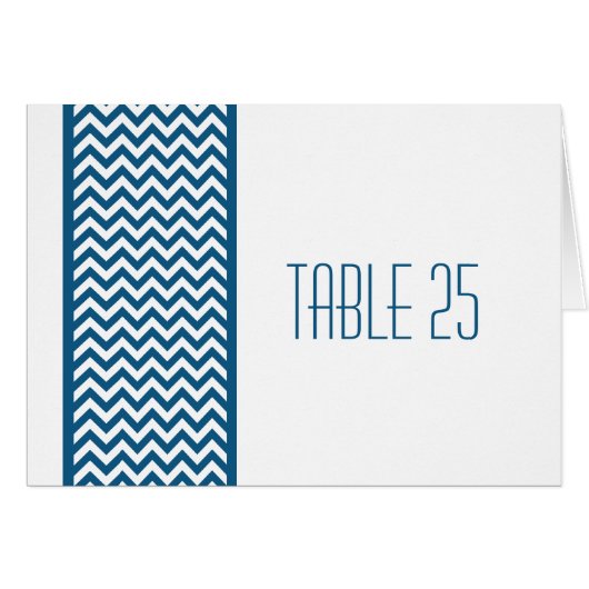 Blue Zickzack Border Tischnummer Card (Vorderseite (Horizontal))
