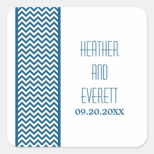 Blue Zickzack Border Wedding Stickers