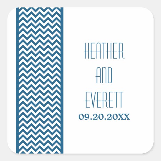 Blue Zickzack Border Wedding Stickers (Vorderseite)