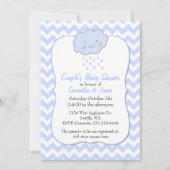 Blue Zickzack Couple's Baby Shower Einladung (Vorderseite)