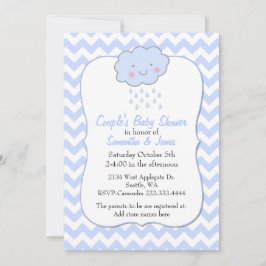 Blue Zickzack Couple's Baby Shower Einladung