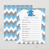 Blue Zickzack Elephant Baby Boy Dusche - Wünsche (Vorne/Hinten)