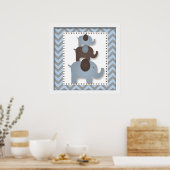 Blue Zickzack Elephant Kinderzimmer Wine Arte Poster (Küche)