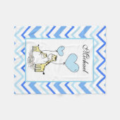 Blue Zickzack Giraffe Niedlich Mother Baby Fleecedecke (Vorderseite (Horizontal))