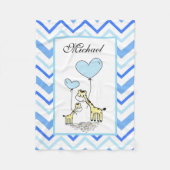 Blue Zickzack Giraffe Niedlich Mother Baby Fleecedecke (Vorderseite)