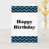 Blue Zickzack Glitzer Happy Birthday Card Karte (Gelbe Blume)