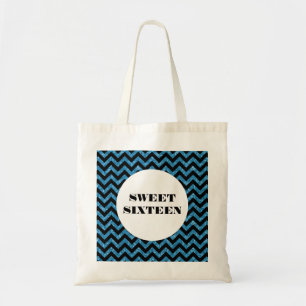 Blue Zickzack Glitzer Sweet 16 Tote Bag Tragetasche