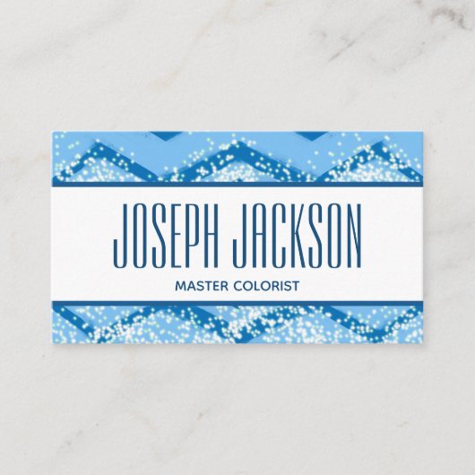 Blue Zickzack Hair Master Colorist Business Card Visitenkarte (Vorderseite)